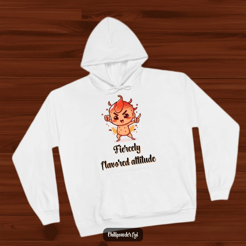 Funny hoodie featuring a chili powder character striking a dramatic, confident, and spicy pose, perfect for making a statement.