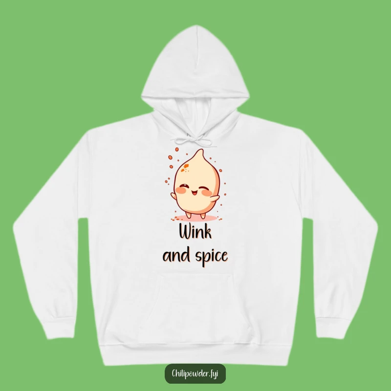 Funny Winking Chili Powder Hoodie - Cozy Spice Character Sweatshirt