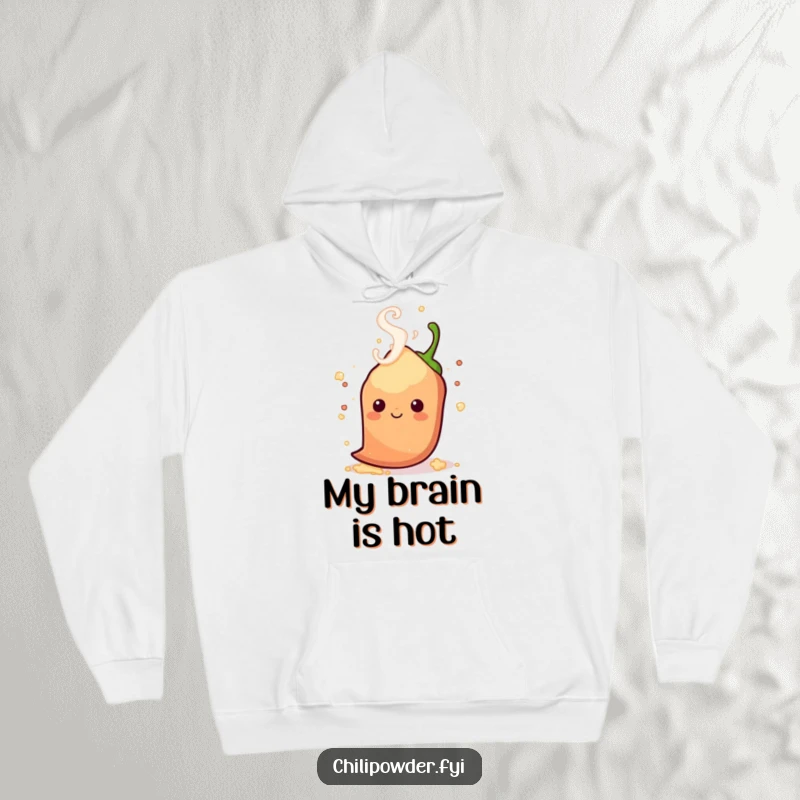 Funny kawaii chili powder with playful steam swirls around its head, offering warm comfort with a steamy, spicy touch.