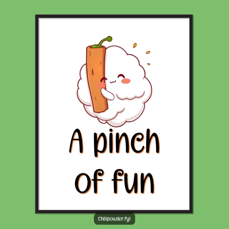 Free Printable Wall Art: Kawaii Chili Cloud Tickling Cinnamon - Quirky Downloadable Decor