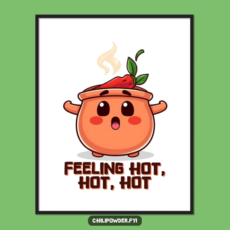 Funny Free Printable Wall Art: Surprised Chili Pot - Whimsical Downloadable Decor