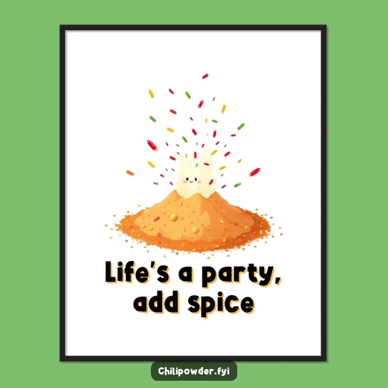 Free Printable Wall Art: Chili Powder Confetti Explosion, funny downloadable decor for kitchens