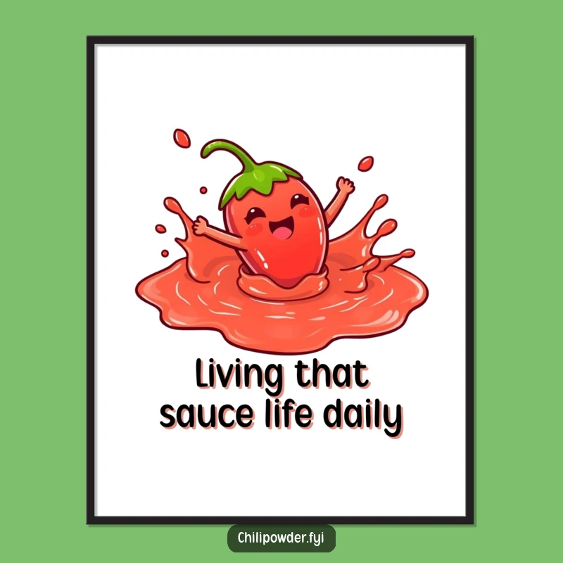 Free Printable Wall Art: Chili Splashing in Sauce - Fun Decor