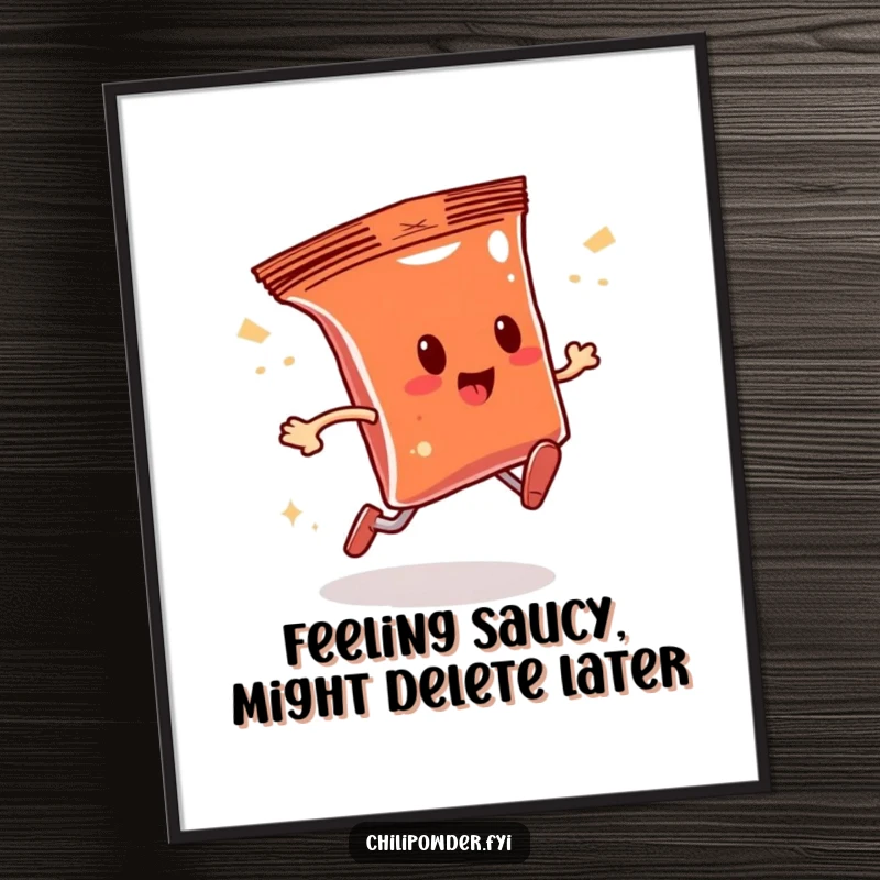 Funny Free Printable Wall Art: Chili bag in a blur of speed, leaving a sparkly trail, energetic decor.