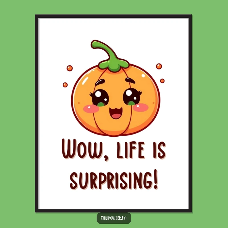 Free Printable Wall Art: Surprised Chili Powder, funny downloadable decor for spice lovers