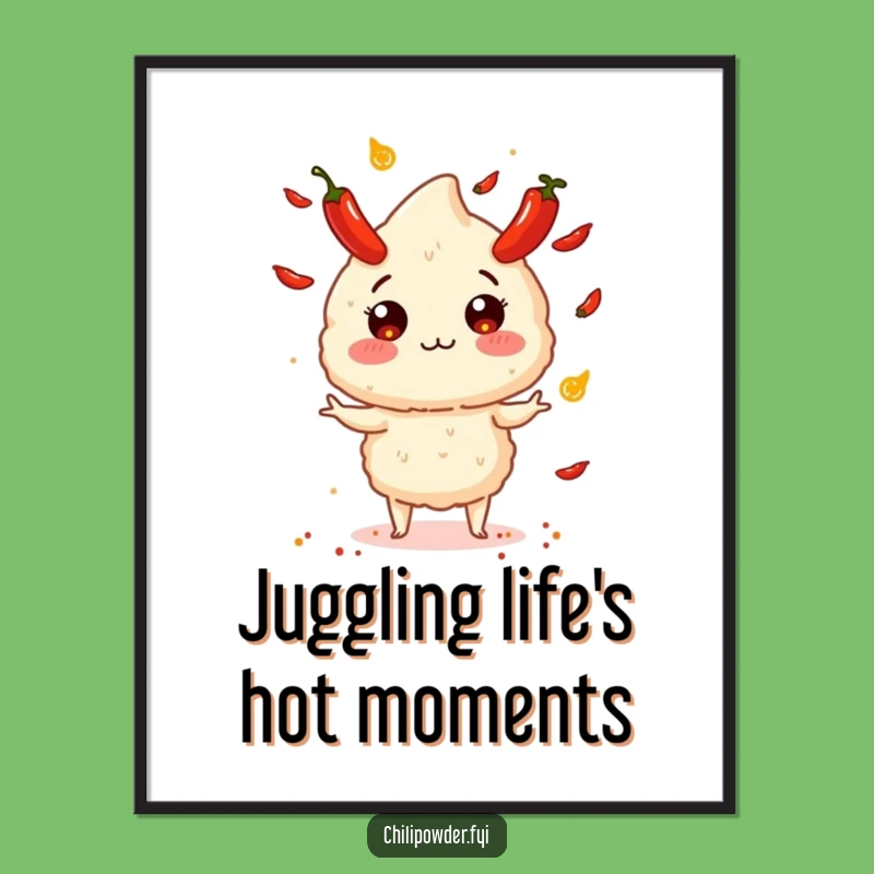 Funny Free Printable Wall Art: Exploding Chili Juggler, Downloadable Quirky Decor