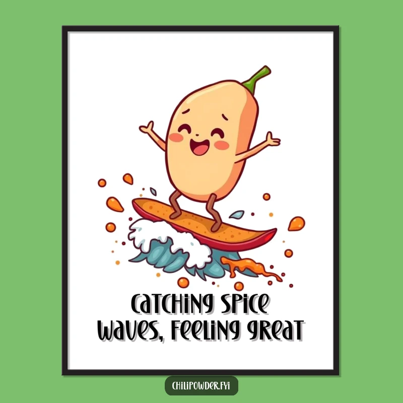 Gleeful Chili Surf Free Printable Wall Art - Funny Downloadable Decor