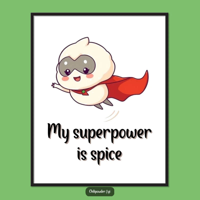 Funny Free Printable Wall Art: Flying Chili Hero, Downloadable Action Decor
