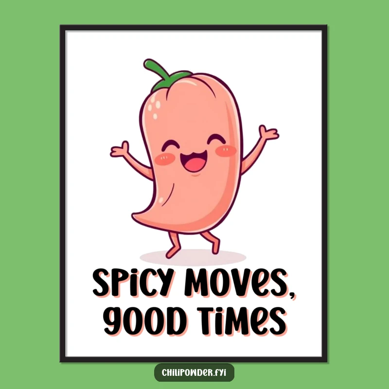 Free Printable Wall Art: Wobbly Kawaii Chili's Funny Jig - Quirky Downloadable Decor