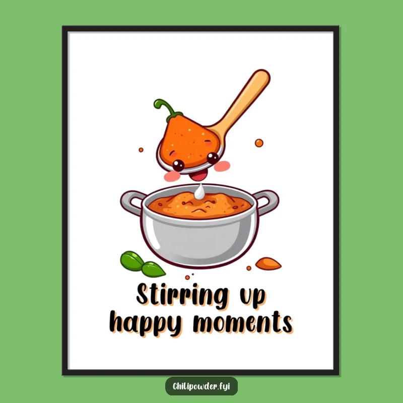 Free Printable Wall Art: Chili Spoon Stirring Joy, funny downloadable decor for kitchens