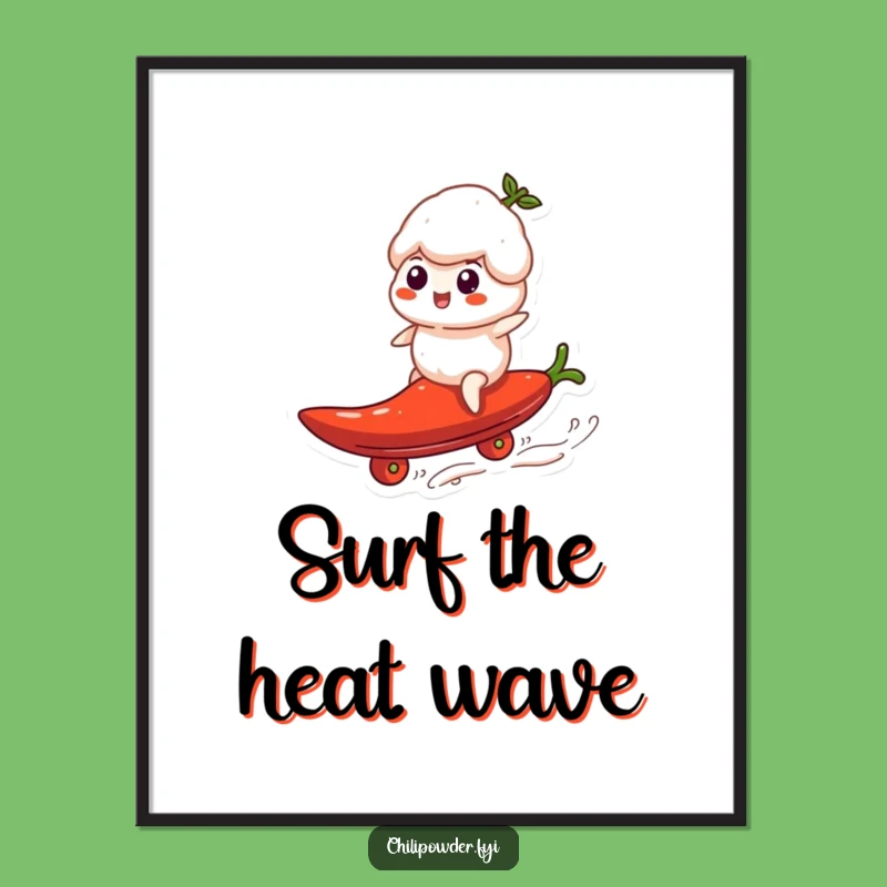 Funny Free Printable Wall Art: Chili Powder Surfer Dude, Downloadable Spicy Decor