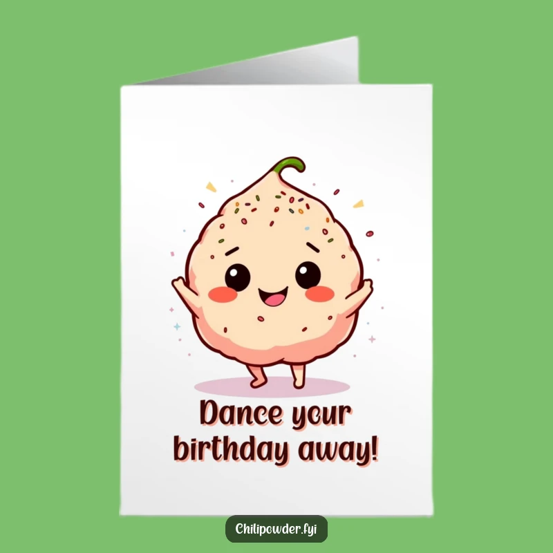 Free Printable Birthday Card: Dancing Chili Sprinkle Party, Print at Home Fun
