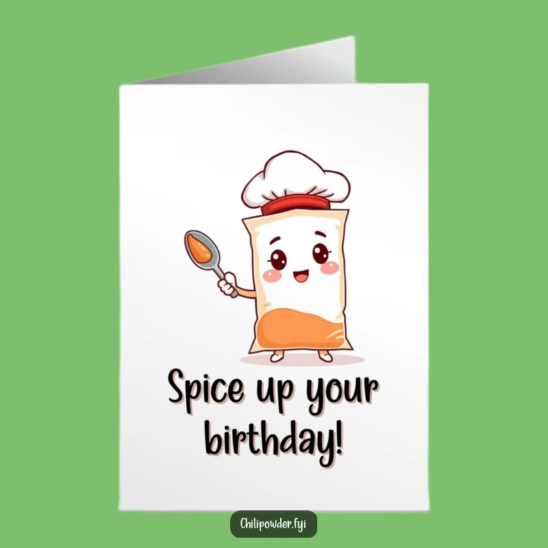 Free Printable Birthday Card: Chef Chili Powder Funny Cooking Greeting Downloadable Gift