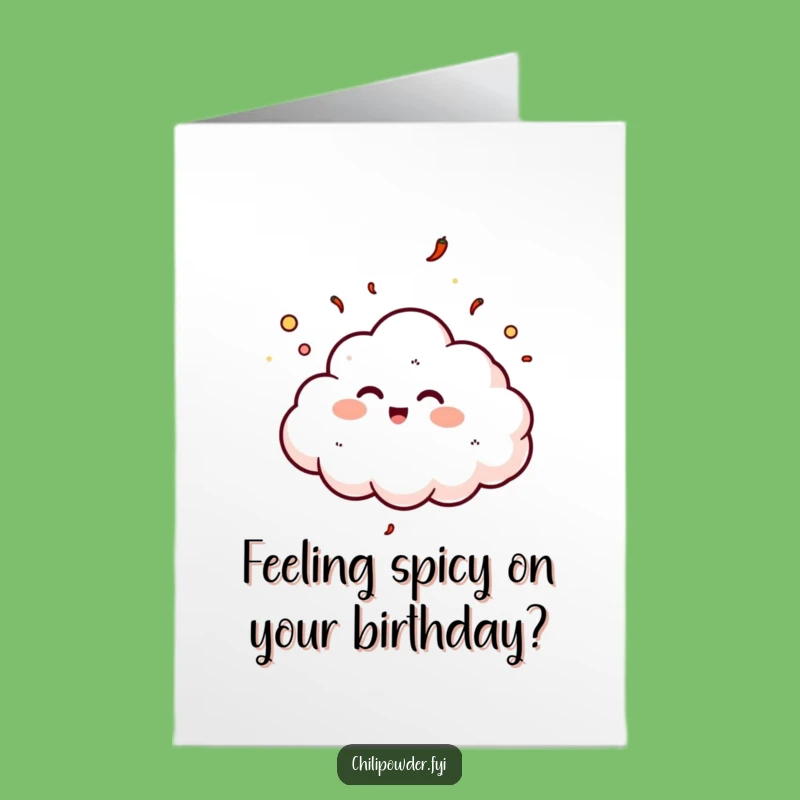 Free Printable Birthday Card: Giggling Chili Cloud Floating Up Fun Downloadable Gift