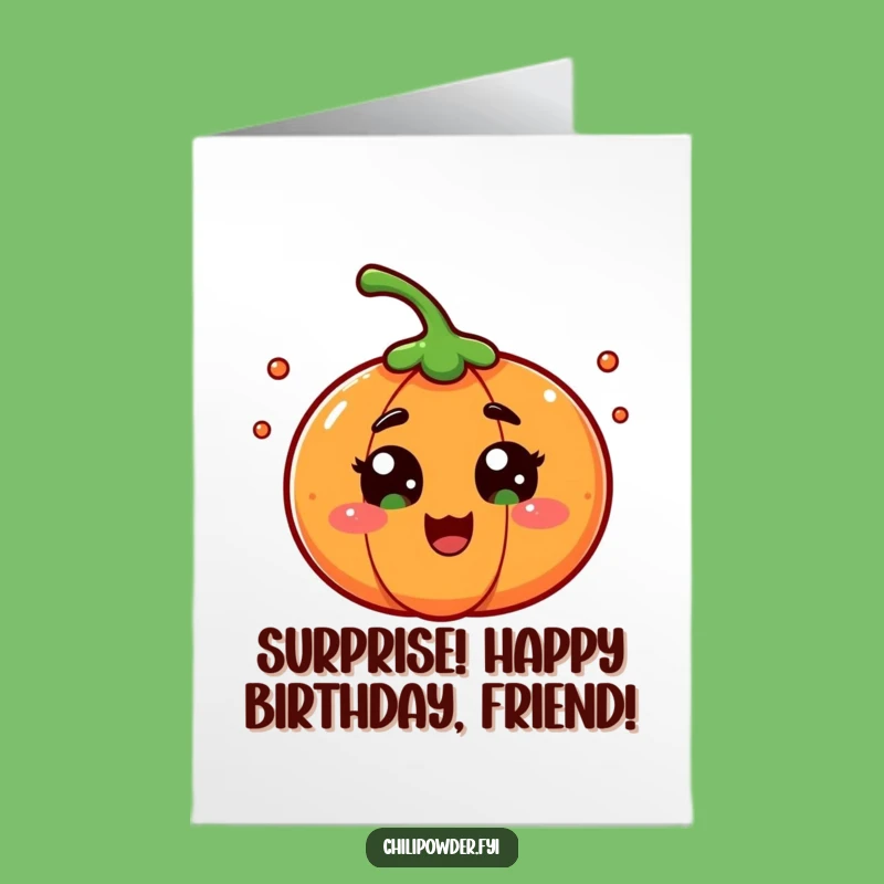 Free Printable Birthday Card: Surprised Chili Powder, funny downloadable gift with a shock of joy