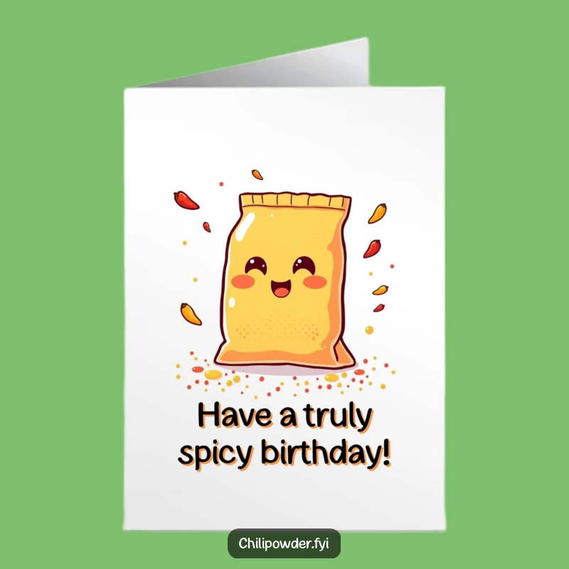 Free Printable Birthday Card: Happy Chili Bag Spice Fun Funny Downloadable Gift