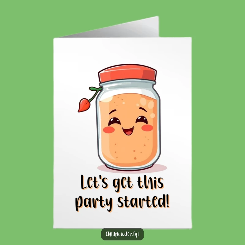 Free Printable Birthday Card: Tipping Chili Jar, funny downloadable gift for spice lovers