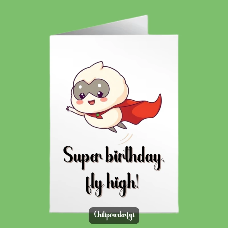Free Printable Birthday Card: Flying Chili Hero, Funny & Print at Home Gift