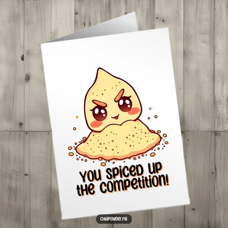 Free Printable Congratulations Card: A chili powder pile with googly eyes gives a mischievous wink.