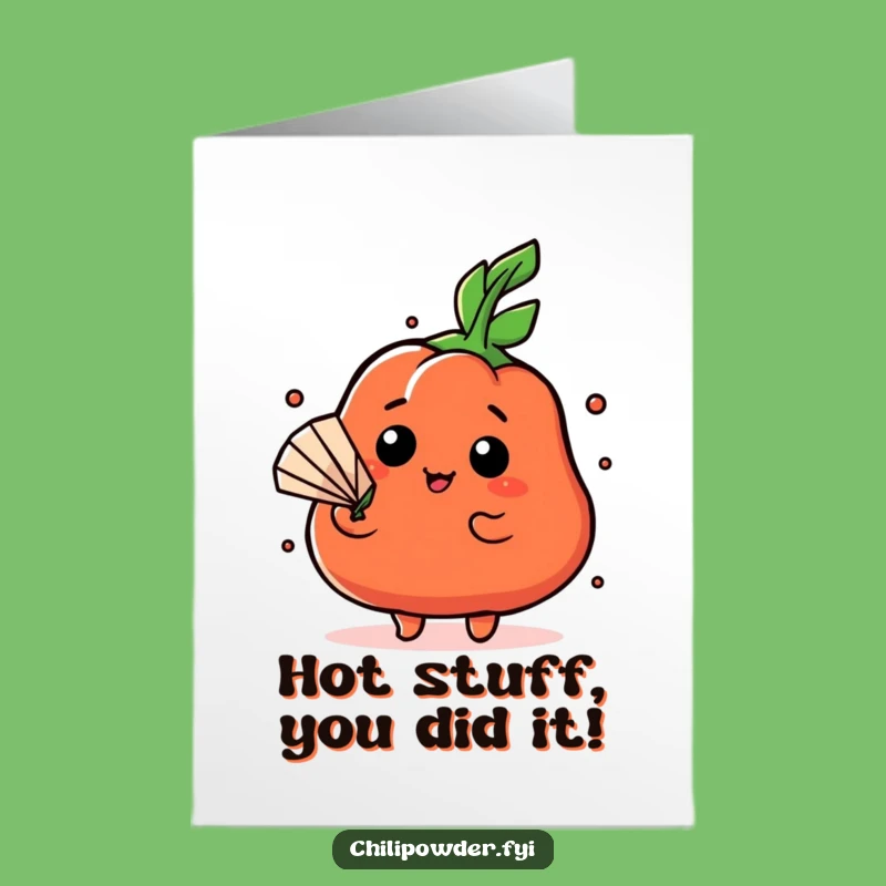 Free Printable Congrats Card: Hot Kawaii Chili Fan, Celebrate Coolly!
