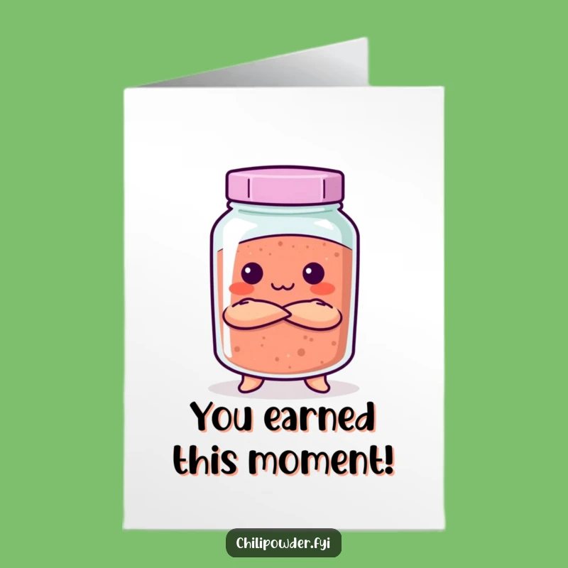 Free Printable Congrats Card: Stern Kawaii Chili Jar, Humorous Celebration!