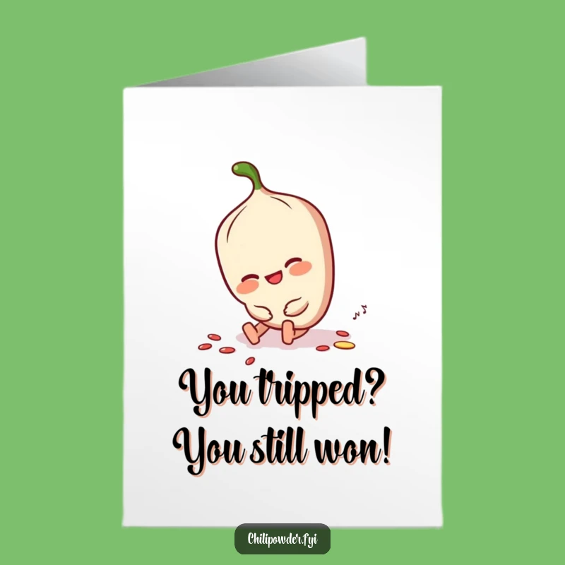 Free Printable Congrats Card: Triumphant Tripping Chili Powder, Funny Downloadable Gift