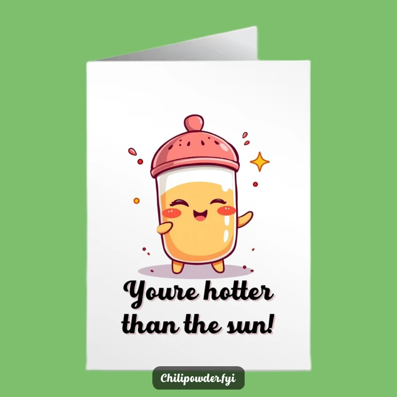 Free Printable Congrats Card: Winking Chili Powder Shaker Spicy Celebration Download