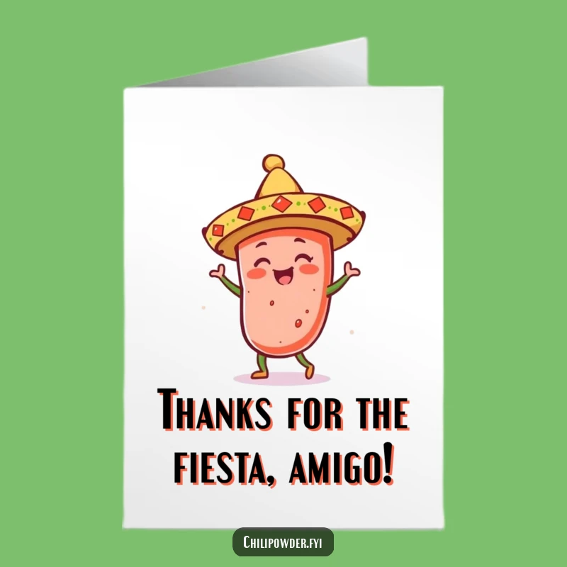 Free Printable Thank You Card: Kawaii Chili Shaker Thanks You with a Fiesta