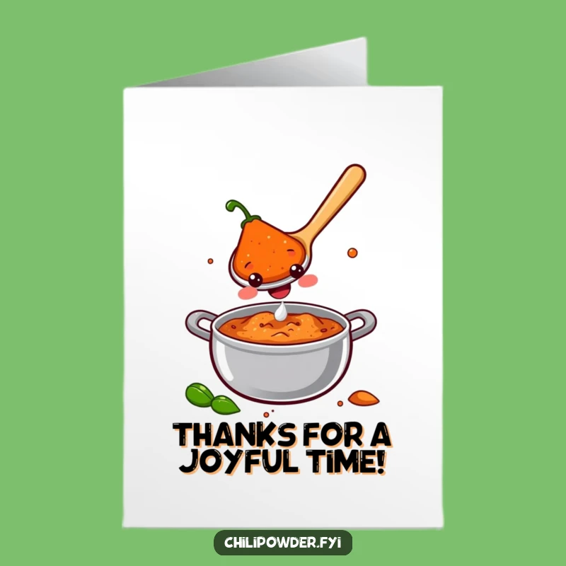 Free Printable Thank You Card: Happy Chili Spoon, funny downloadable gift for gratitude