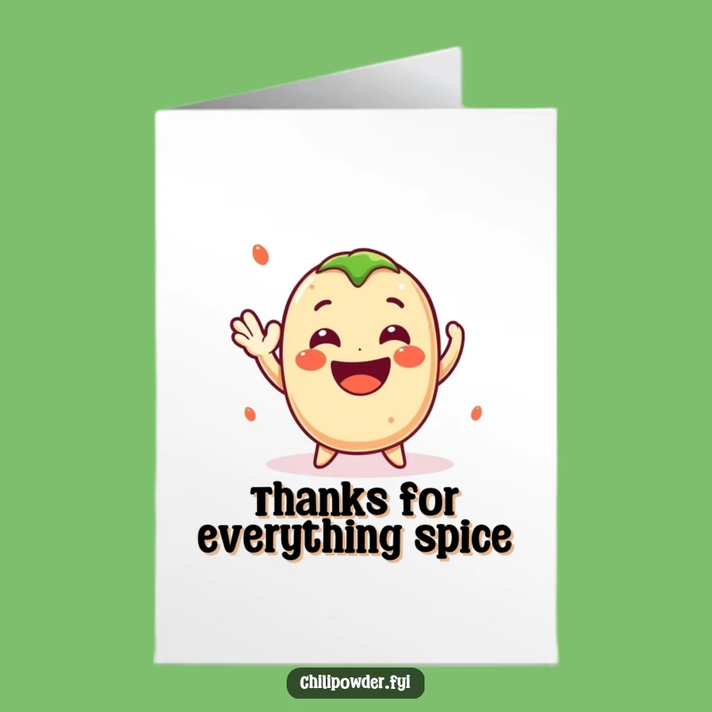 Smiley Free Printable Thank You Card: Kawaii Chili Powder Wave of Gratitude