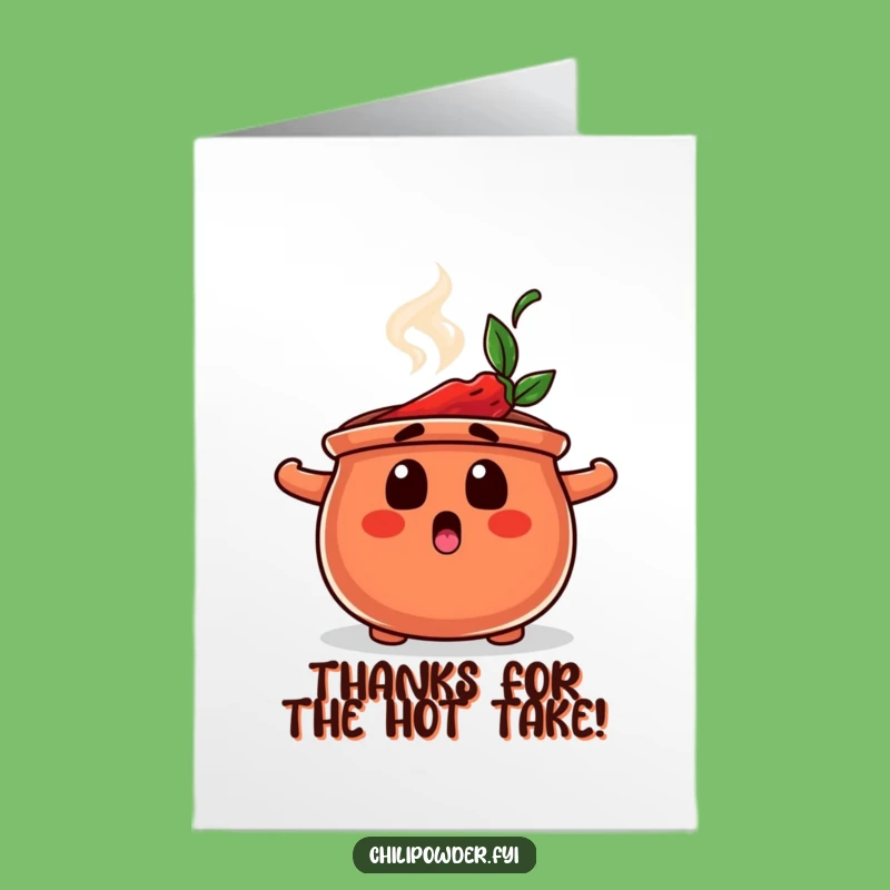 Free Printable Thank You Card: Surprised Chili Pot - Expressive Downloadable Gift