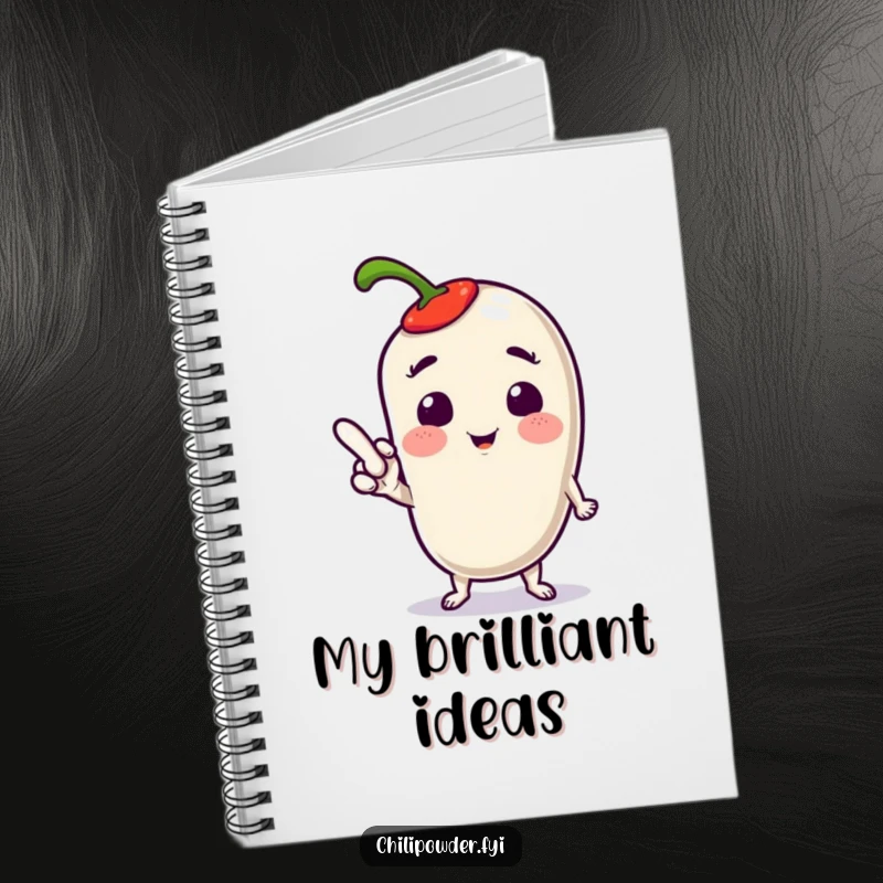 Funny Kawaii Chili Pose Notebook: A cute chili character in a playful pose, perfect for note-taking with spice.