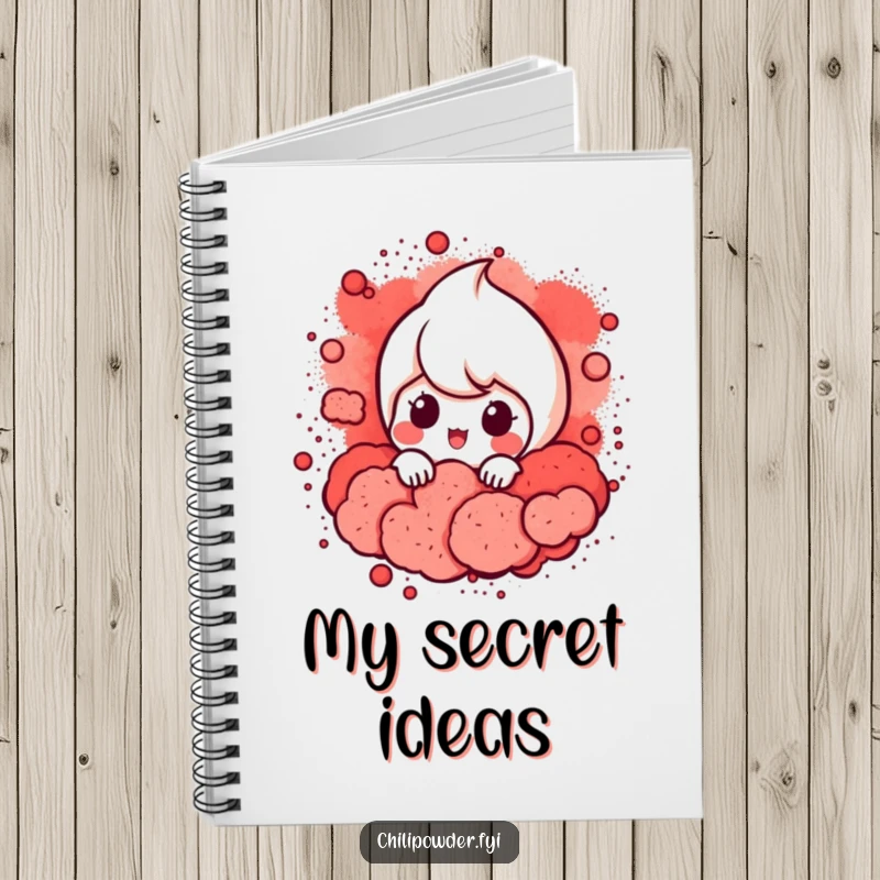 Funny Chili Powder Peek Notebook: A chili powder character peeking from red powder, perfect for jotting down intriguing ideas.