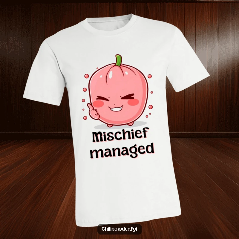 Funny chili powder pinch winking mischievously on a t-shirt, perfect for playful individuals.