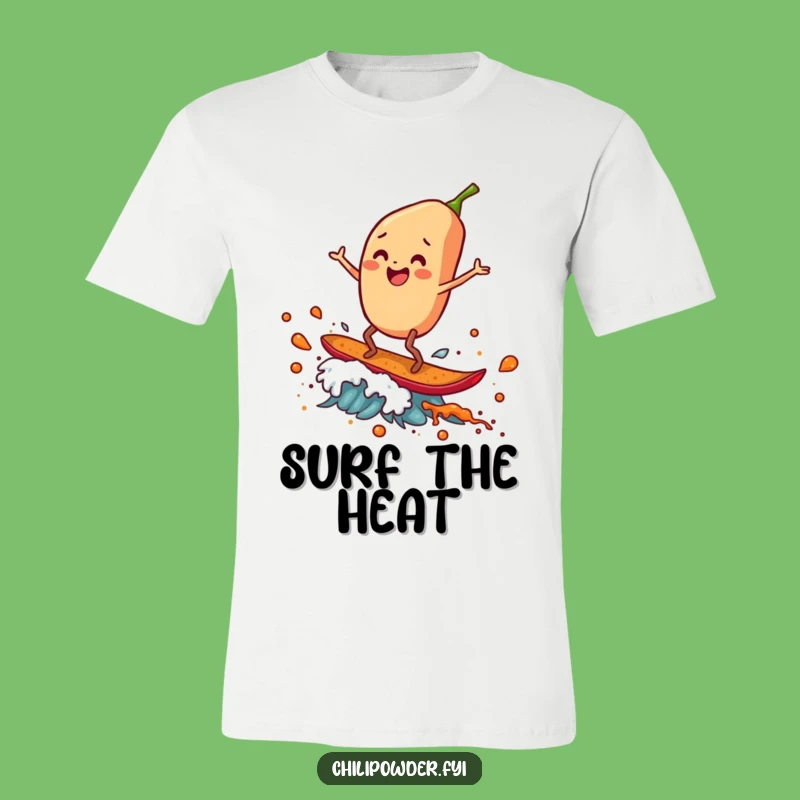 Funny Chili Flake Surfer T-Shirt: Catch a Wave of Humor