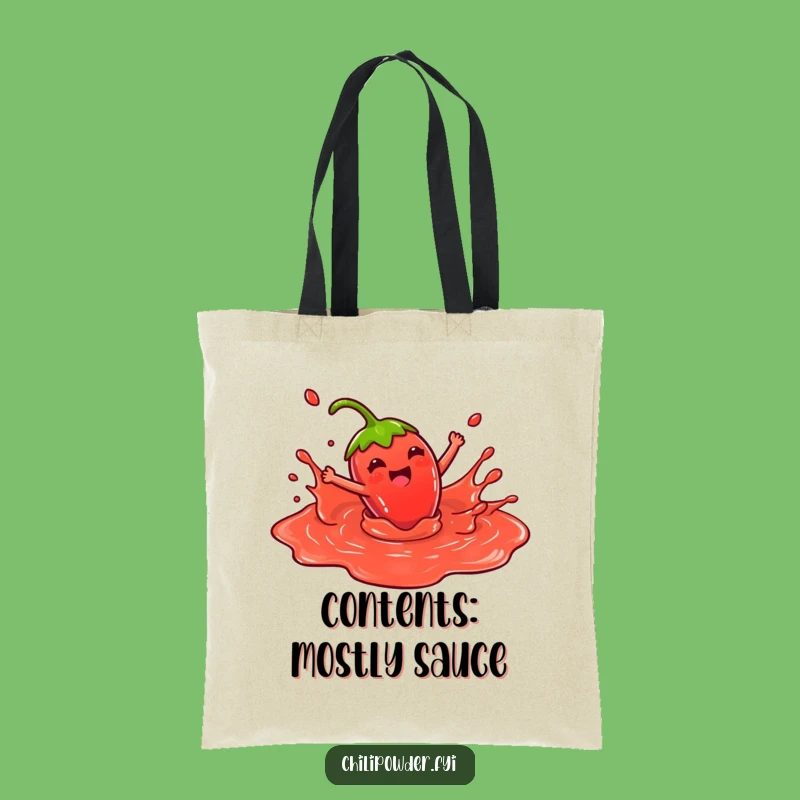 Funny Kawaii Chili Splash Tote Bag: Joyful Sauce Design, Gift