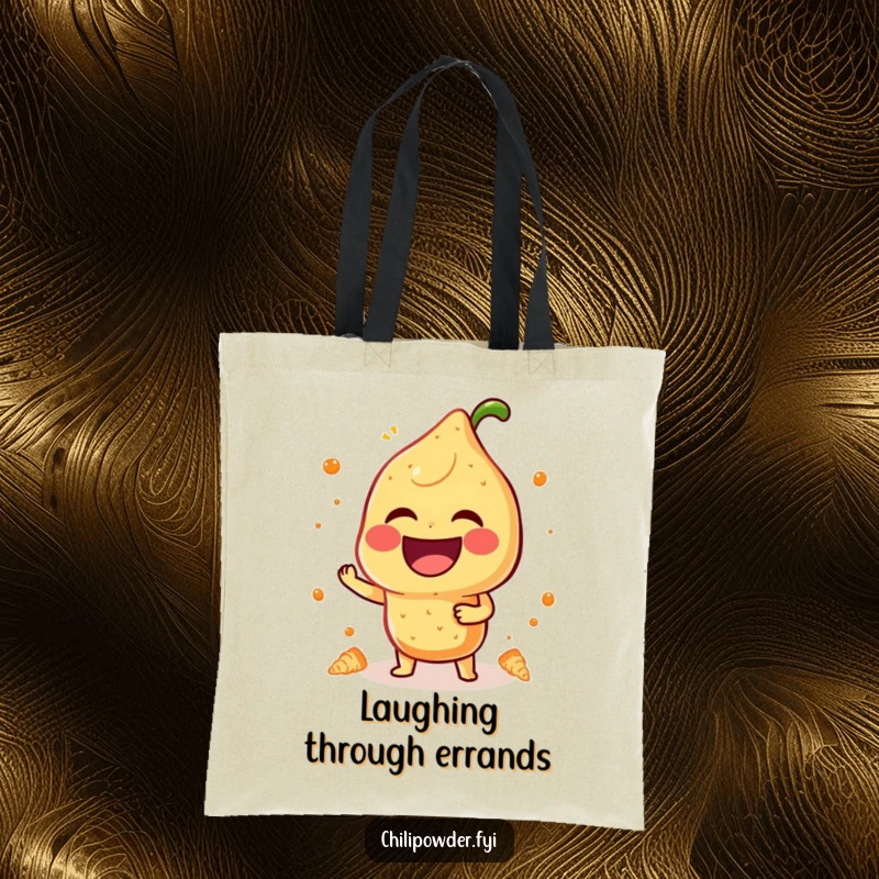 Funny Tote Bag: A kawaii chili powder character is shown laughing heartily, perfect for daily use and spreading cheer.